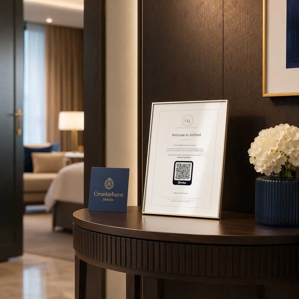 Printed hotel QR information sign
