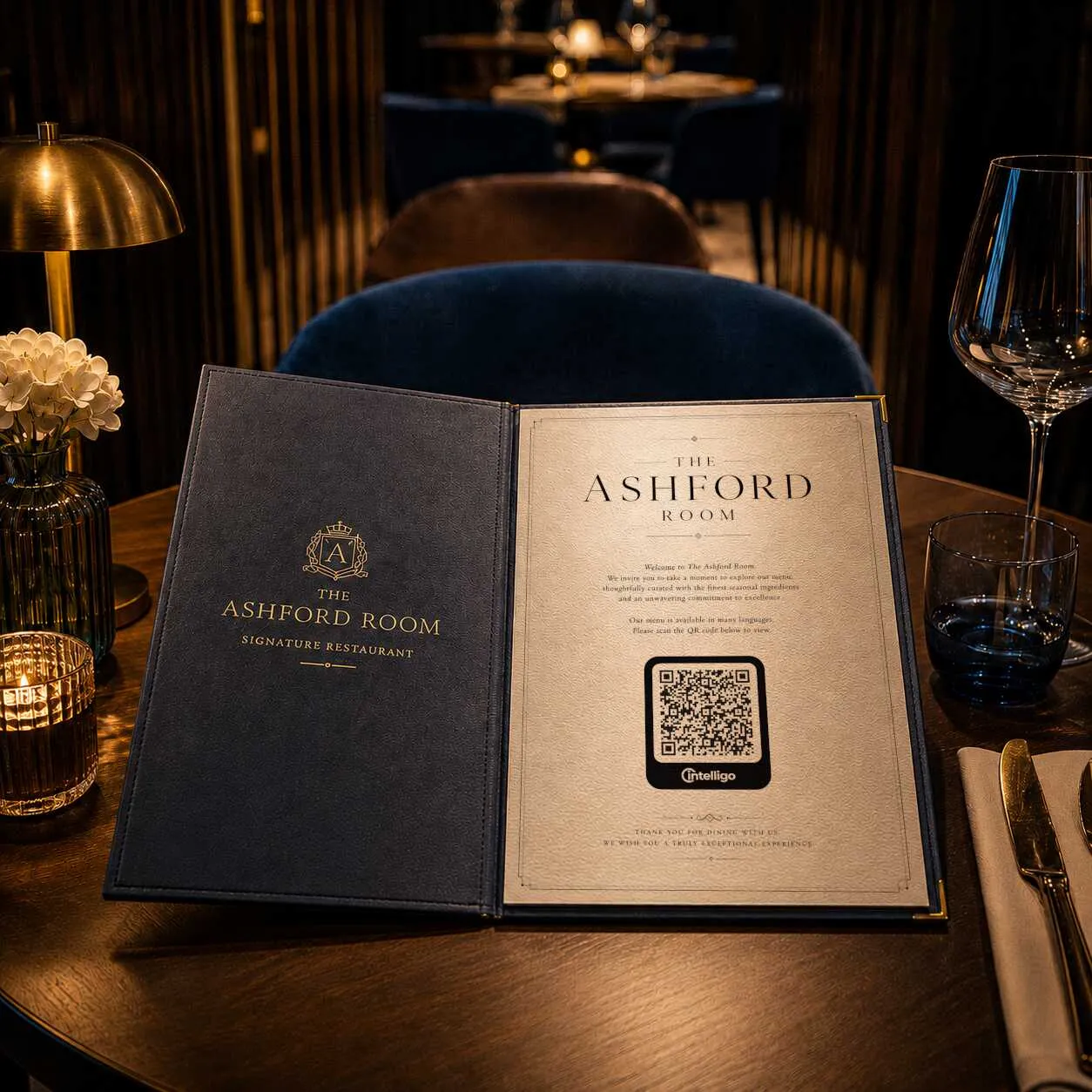 Printed restaurant QR information sign